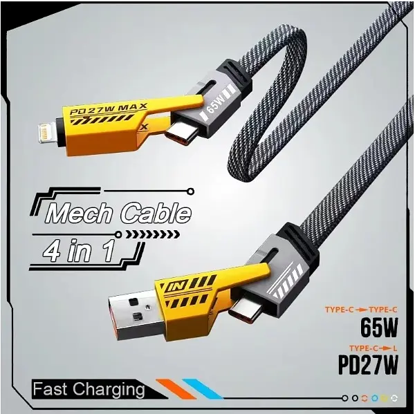 Кабель для швидкого заряджання No Brand 4в1 PD 60W 1.5 м Чорний (SH0000413) - фото 2