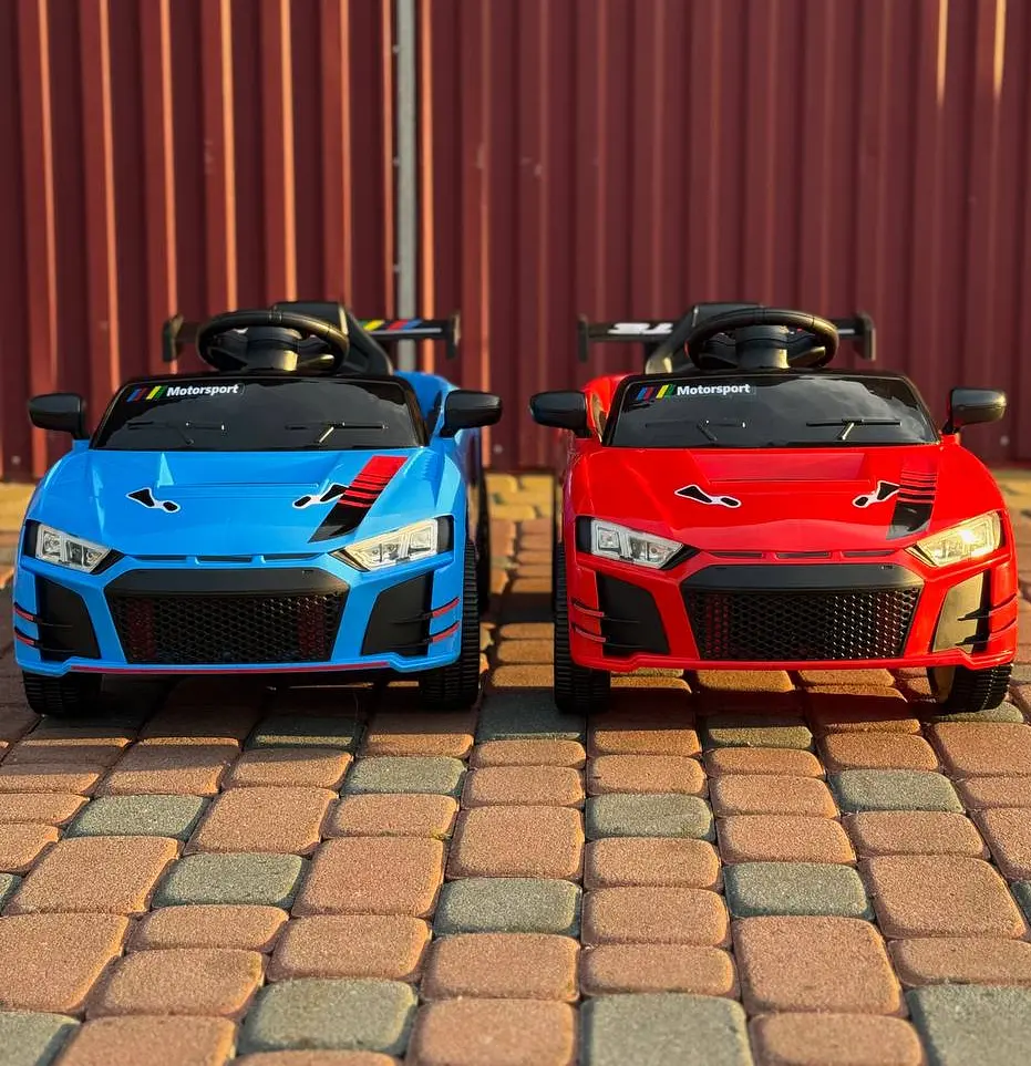 Дитячий електромобіль PRIMA CAR Cabrio 6V 5A (спойлер, пульт, LED-фари, звук, відкривні двері, педаль газу), Синій - фото 7