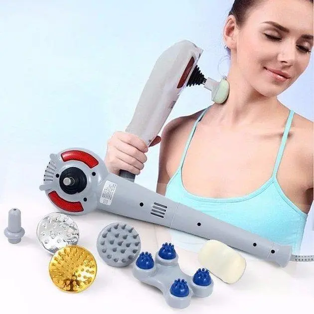 Ручний вібраційний масажер універсальний для тіла Maxtop Magic Massager 8 в 1 Вібромасажер з інфрачервоним випромінюванням і - фото 2