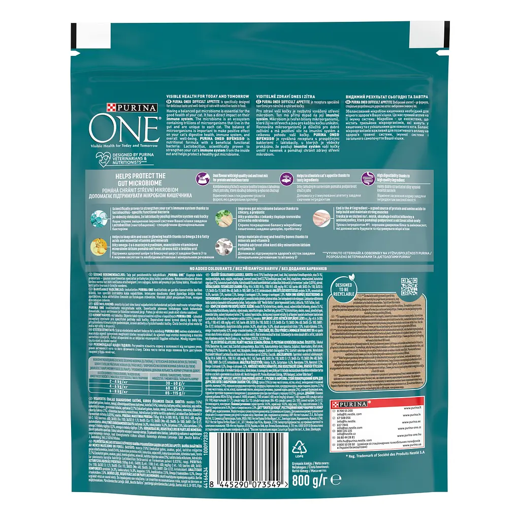 Сухой корм для взрослых кошек Purina One Difficult Appetite с выборочным вкусом в еде, с треской и форелью, 800 г (12509703) - фото 3