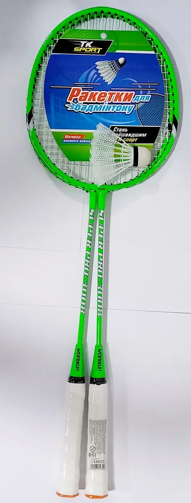 Бадминтон C 44600 TK Sport, воланчик и 2 ракетки в чехле (6900067446008) Зелёный - фото 2