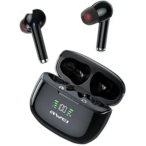 Беспроводные Bluetooth наушники Awei TA8 с зарядным чехлом черные - фото 3