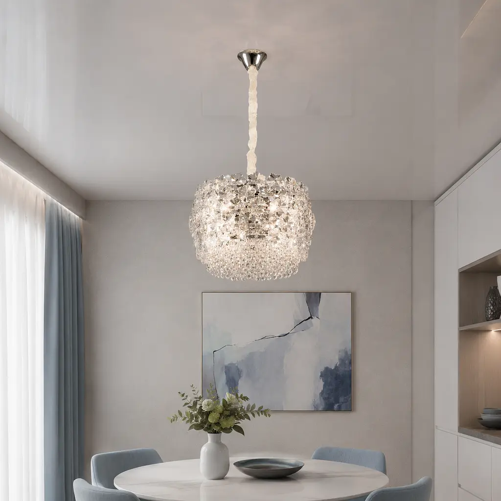 Підвісна кришталева люстра Splendid Ray L5748/400/4 (SLIVER), хром, 4 лампи E14, від 6-15 м²