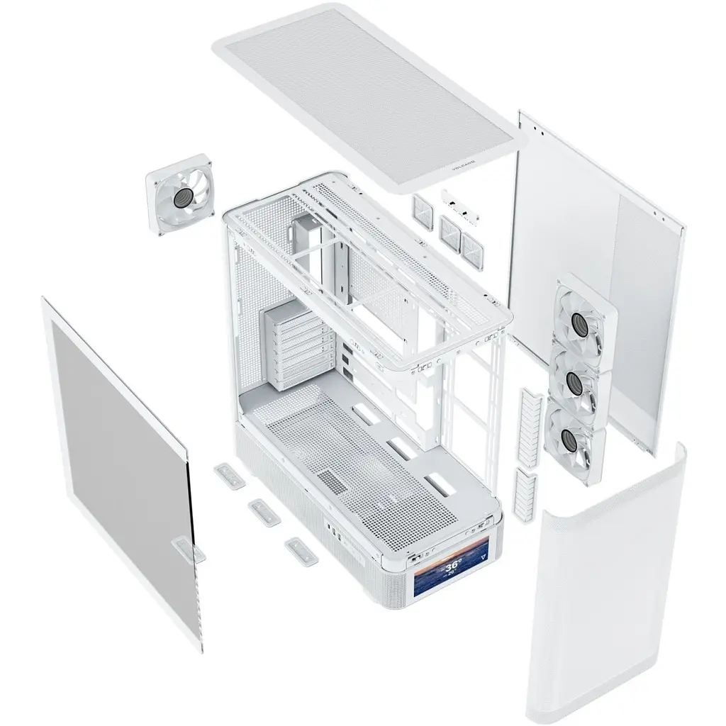Корпус Modecom VOLCANO AQ500 ARGB MIDI FRONT LCD 6,2”, 4x120 мм fans WHITE без БЖ ATX (MC-A-AQ500-4FA-W) - фото 4
