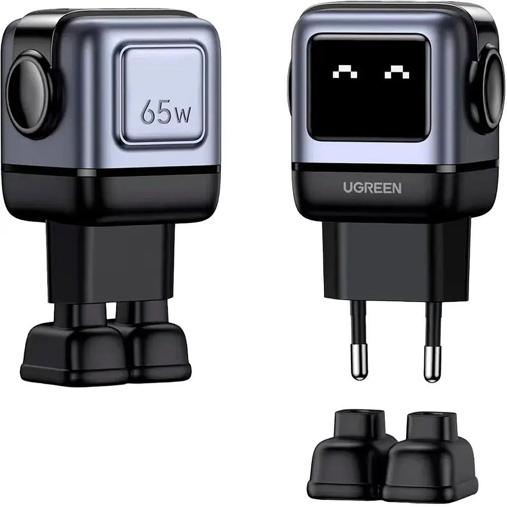 Зарядний пристрій 3xUSB 65W (2xUSB-C+USB-A) Gan Robot tech Fast Charger Сірий CD361 Ugreen (25685B) - фото 7