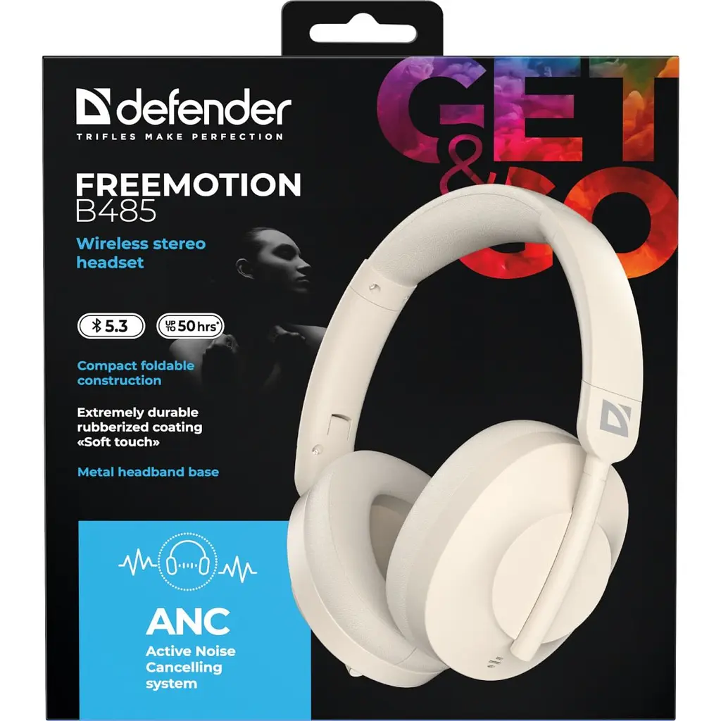 Гарнітура Defender FreeMotion B485 Bluetooth + 3.5 мм + USB-CANC Beige (63486) - фото 4