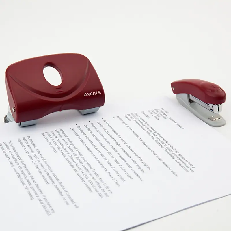 Діркопробивач для паперу Axent Welle-2 з пластиковим верхом 20 аркушів червоний (3820-06-A) - фото 5
