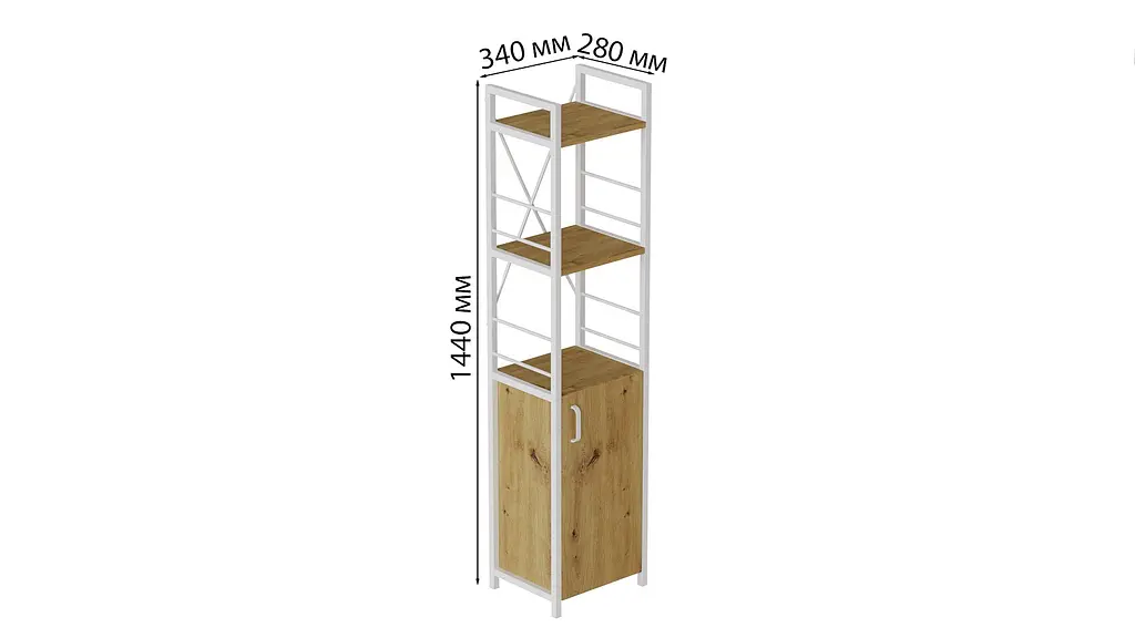 Етажерка 3/34 Ferrum-decor Серії Конект з тумбою 144x34x28 Білий ДСП Артизан (FRD-104433) - фото 3