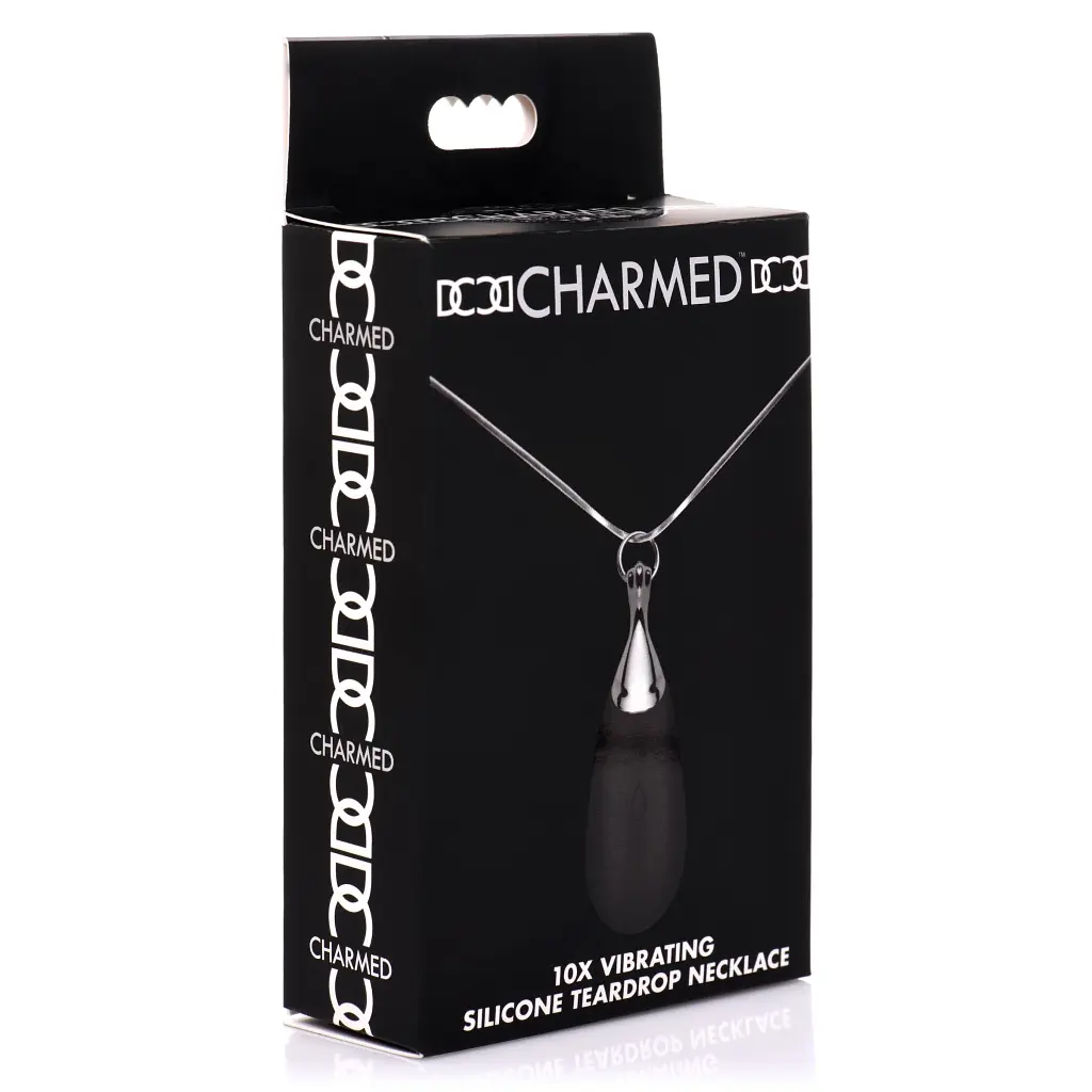 Кольє з підвіскою вібратором Charmed Vibrating Silicone Teardrop Neckl, 90 см (чорний) - фото 4