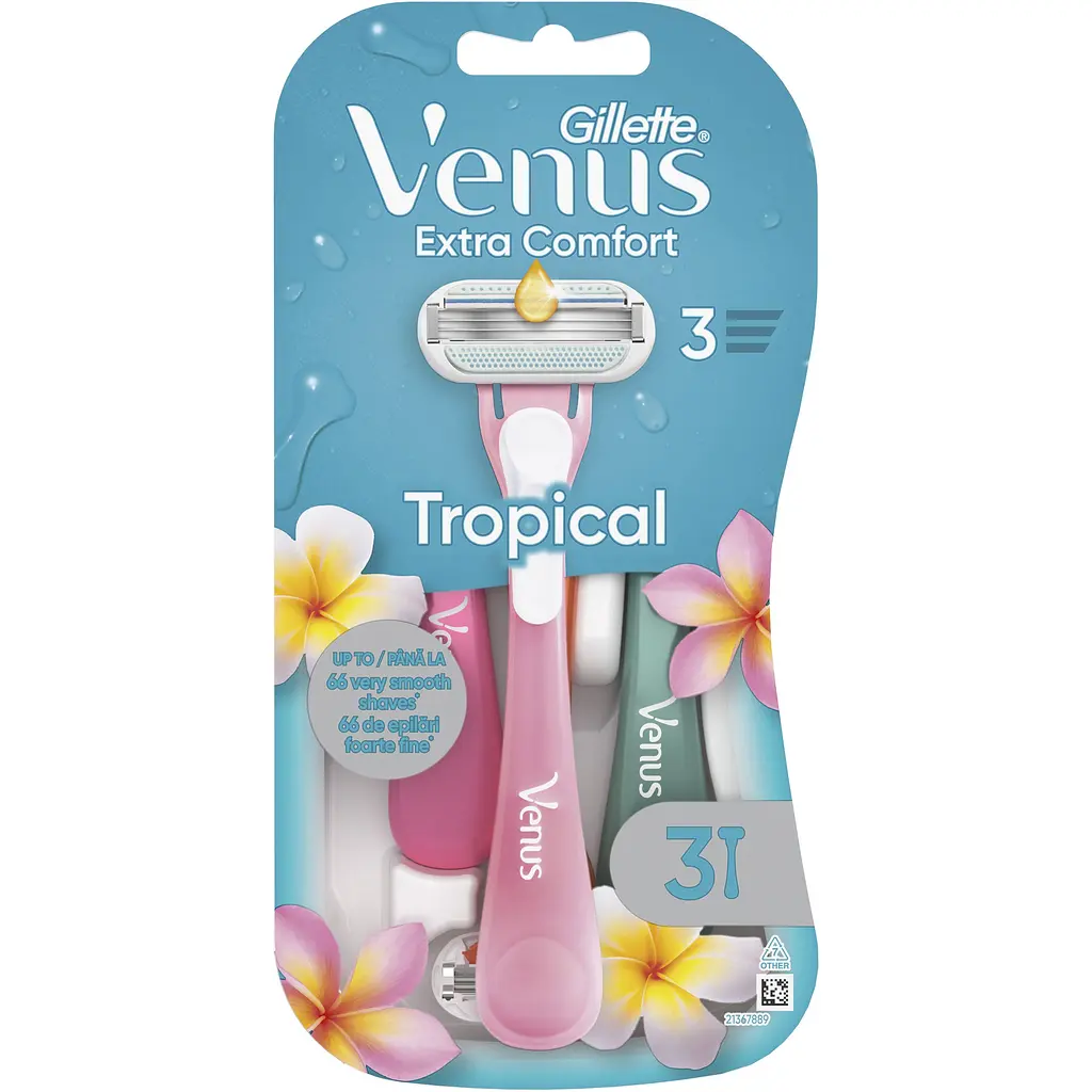 Одноразові станки для гоління (бритви) жіночі Venus Tropical Extra Comfort 3 шт.