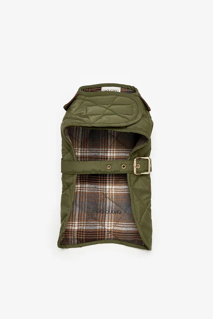 Попона водонепроникна стегана для собак хакі S (довжина спинки 33-38см) - фото 2