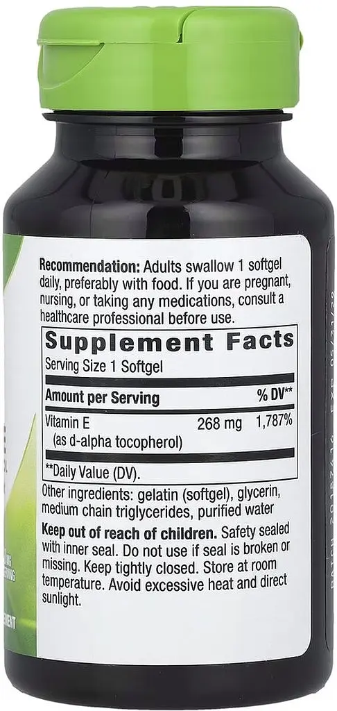 Вітамін Е Nature's Way Vitamin E, 100 капсул для підтримки шкіри, серця та судин - фото 2