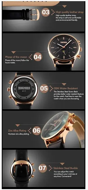 Чоловічий годинник Skmei 9117 Gold Brown класичні - фото 7