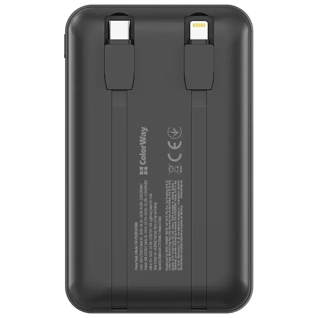 Батарея універсальна ColorWay 20 000 mAh DigiPower PD/45W, QC/4.0, Black (CW-PB200LP04BK) - фото 3