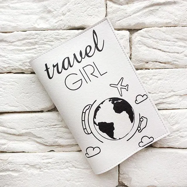 Обкладинка на паспорт Travel girl 7 (білий)