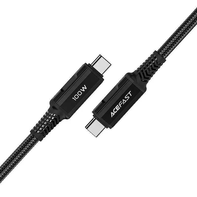 Кабель ACEFAST C4-03 Type-C to Type-C 5A, 100W, 2m, nylon, zinc connectors, чорний C4-03 - фото 2