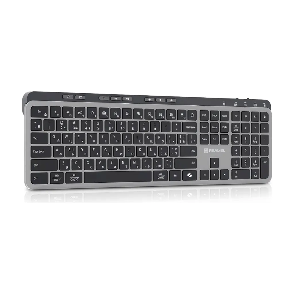 Клавіатура REAL-EL RK-737W Wireless/Bluetooth Black/Grey (EL123100060) - фото 7
