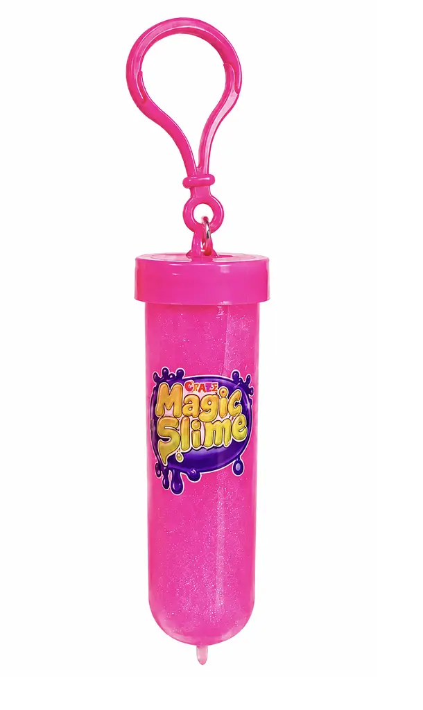 Слайм Craze Magic Slime у тубі з брелоком антистрес-іграшка рожевий із блискітками 20 мл (SKU-291.1)
