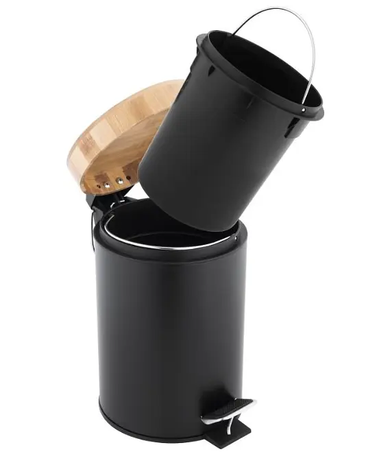 Кошик для сміття Yoka Bin Black Bamboo 3л. для ванної кімнати CH.BIN-BLK, Чорний матовий - фото 6
