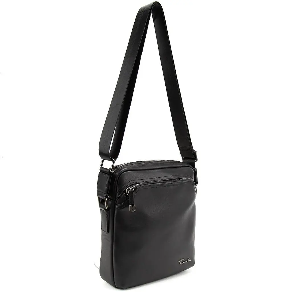 Чоловіча чорна шкіряна сумка через плече Tiding Bag SM8-9686-4A - фото 7