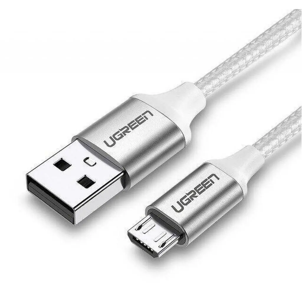 Дата кабель USB 2.0 AM to Micro 5P 1.0m US290 Aluminum Braid White Ugreen (60151) - фото 2