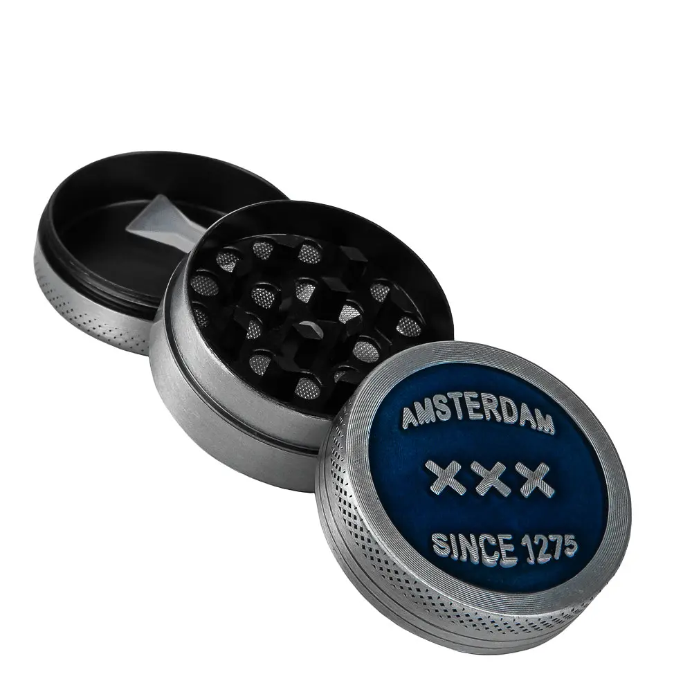 Гриндер для подрібнення тютюну Амстердам HL-243 SINCE 1275 XXX Silver Blue (10901) - фото 4