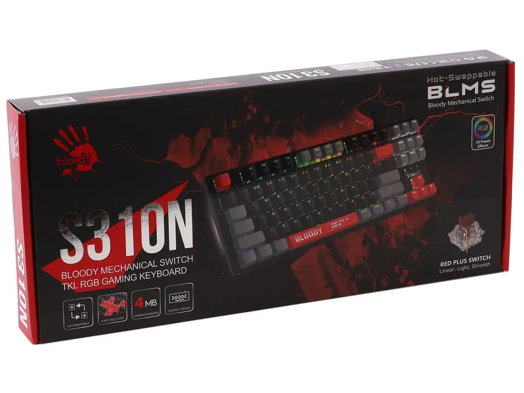 Клавиатура игровая механическая A4Tech Bloody S-310 BLMS Red Plus Switch USB RGB Black - фото 7