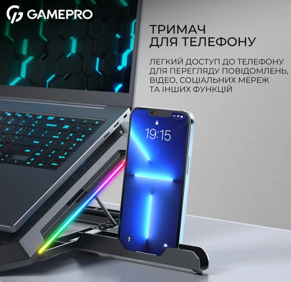 Охолоджувальна підставка для ноутбука до 17,3 дюймів GamePro GPCP-1090 13xfans - фото 10
