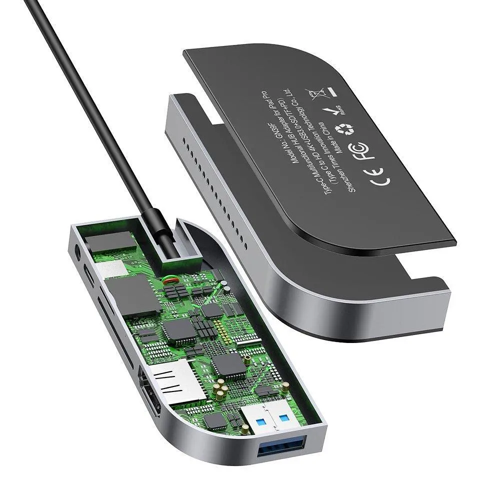 Мультипортовий адаптер USB Хаб Baseus Bend Angle No.7 Multifunctional Type-C Converter CAHUB-WJ0G Dark Grey - фото 4
