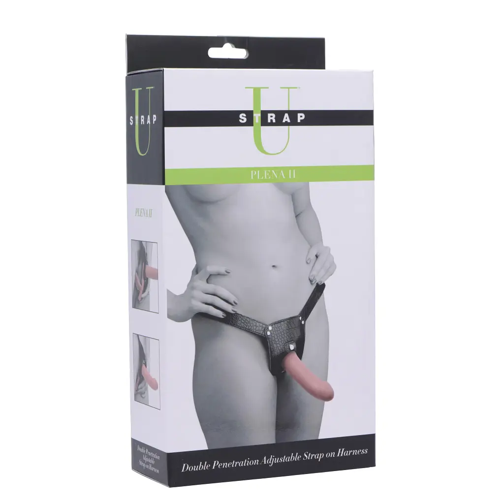 Подвійний страпон Strap U Plena II Double Penetration Adjustable Strap on, 17,8 см - фото 4