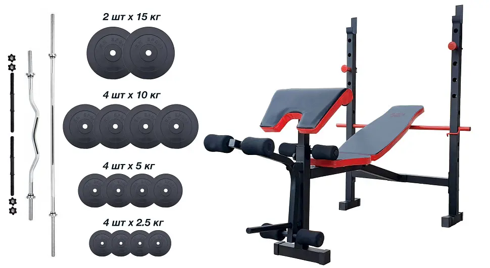 Лавка для жиму RN-Sport ReadMeBlack 4 грифи 100 кг дисків - фото 11