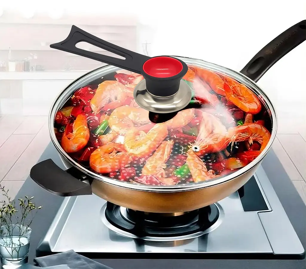 Ручка подставка для крышки кастрюли сковороды 15.5 см, Kitchen Master Красный 87312 - фото 4