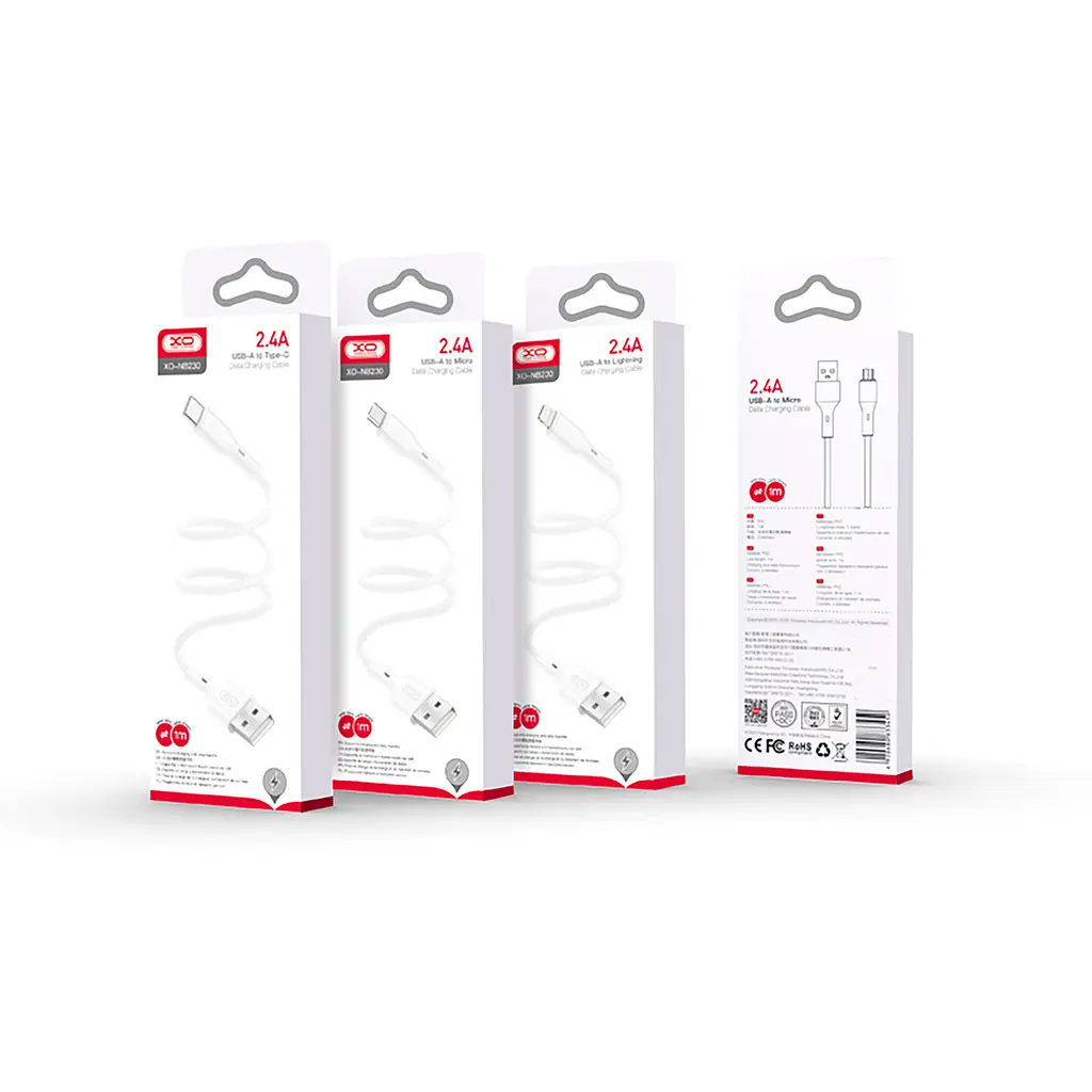 Кабель XO NB230 USB - Lightning (M/M), 2.4 A, 1 м, Білий (NB230-AI.білий) - фото 2