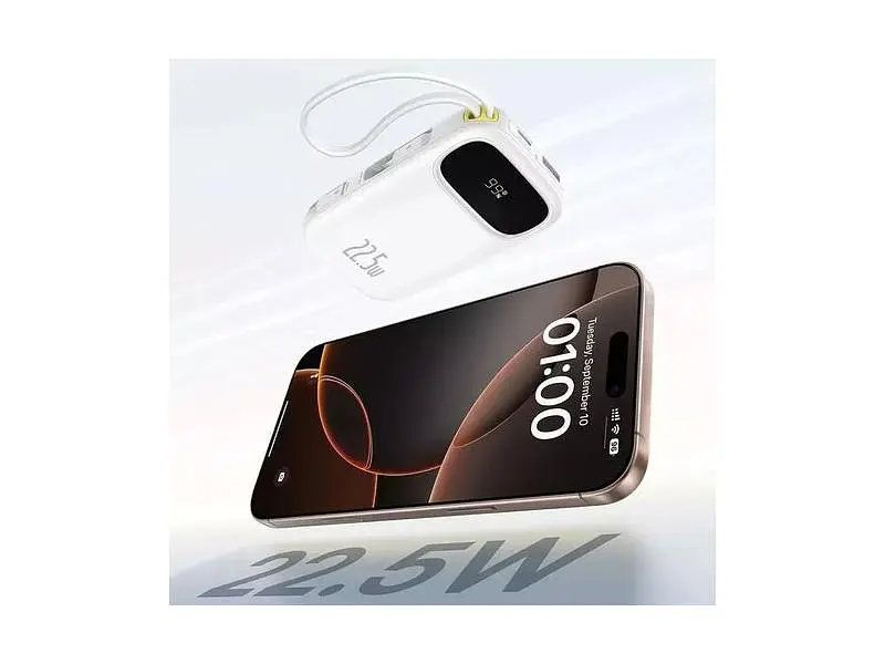 Зовнішній акумулятор (Power Bank) BASEUS EnerFill FC31 Dual-Cable 10000mAh 22.5W PPQD3-1022D White - фото 4