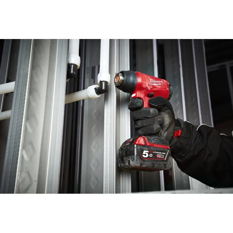 Термоповітродувка акумуляторна MILWAUKEE, M18 BHG-502C (зарядний пристрій M12-18 FC, 2 акумулятори М18 В5 5Аг, аксесуари, кейс) - фото 7