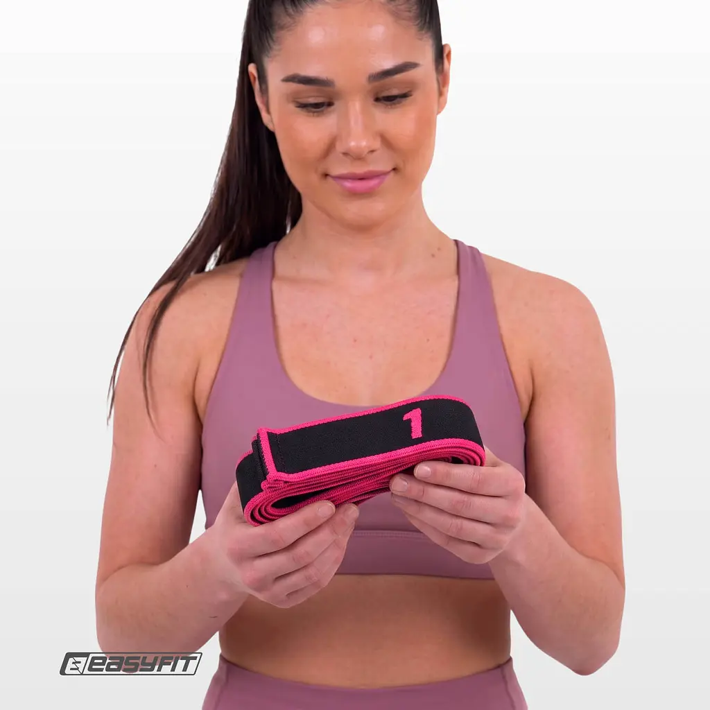 Еспандер стрічка EasyFit з петлями для тренувань рожевий (EASY) - фото 9