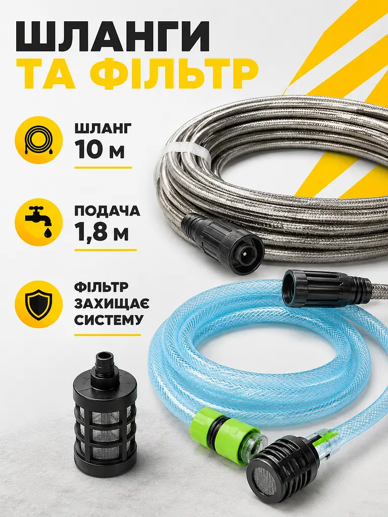 Портативна міні мийка високого тиску 3000 Вт з піногенератором і шлангом 10 м чорна (49676179) - фото 7