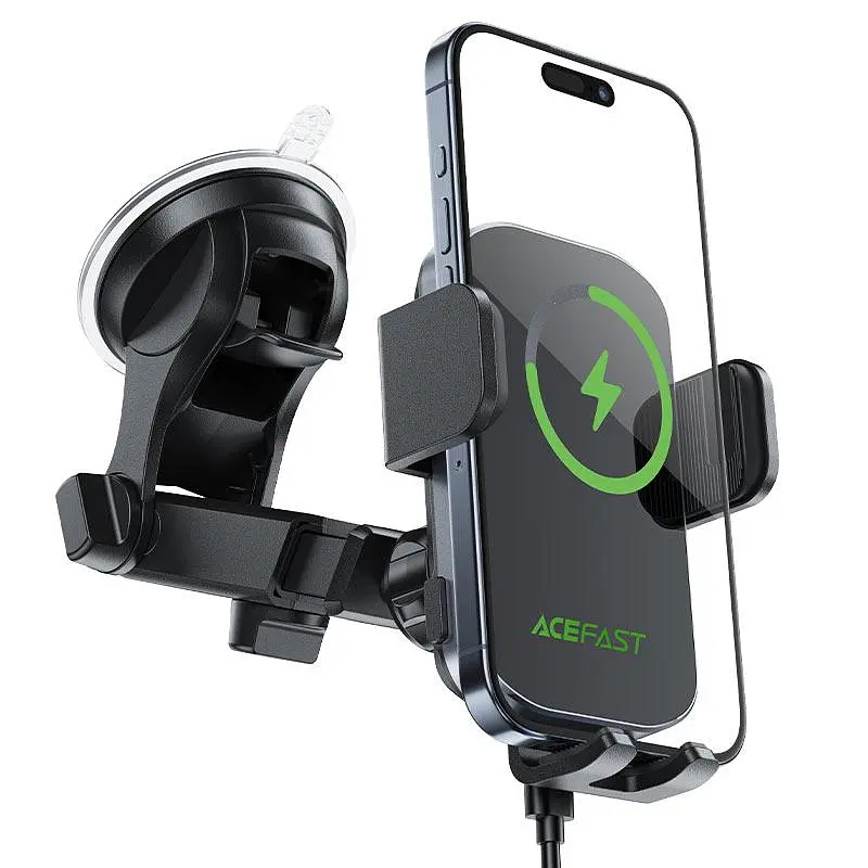 Автодержатель для телефона с БЗП Acefast D53 wireless charging car holder with electric clamp for dashboard черный - фото 3