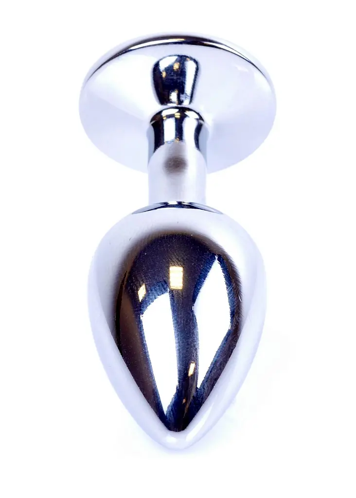 Срібляста анальна пробка Jewellery Silver Plug з блакитним кристалом - фото 3