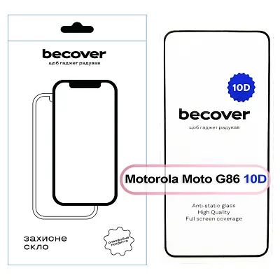 Скло захисне BeCover 10D Motorola Moto G86 Black (713743) - фото 2