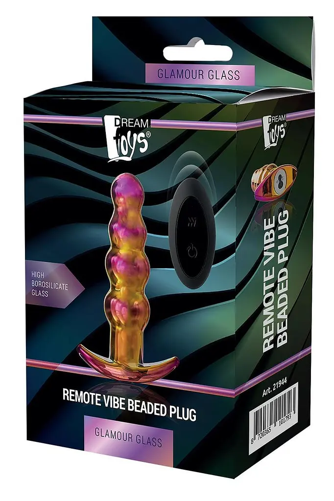Анальна пробка вібраційна скляна Dream Toys GLAMOUR GLASS — 10 режимів, пульт, IPX7, USB-заряджання - фото 9