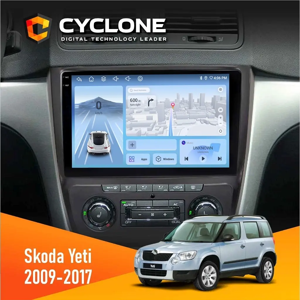 Штатна магнітола Skoda Yeti 2009-2017 Cyclone C10-012 4x64, DSP, 4G Cyclone (НФ-00007761)