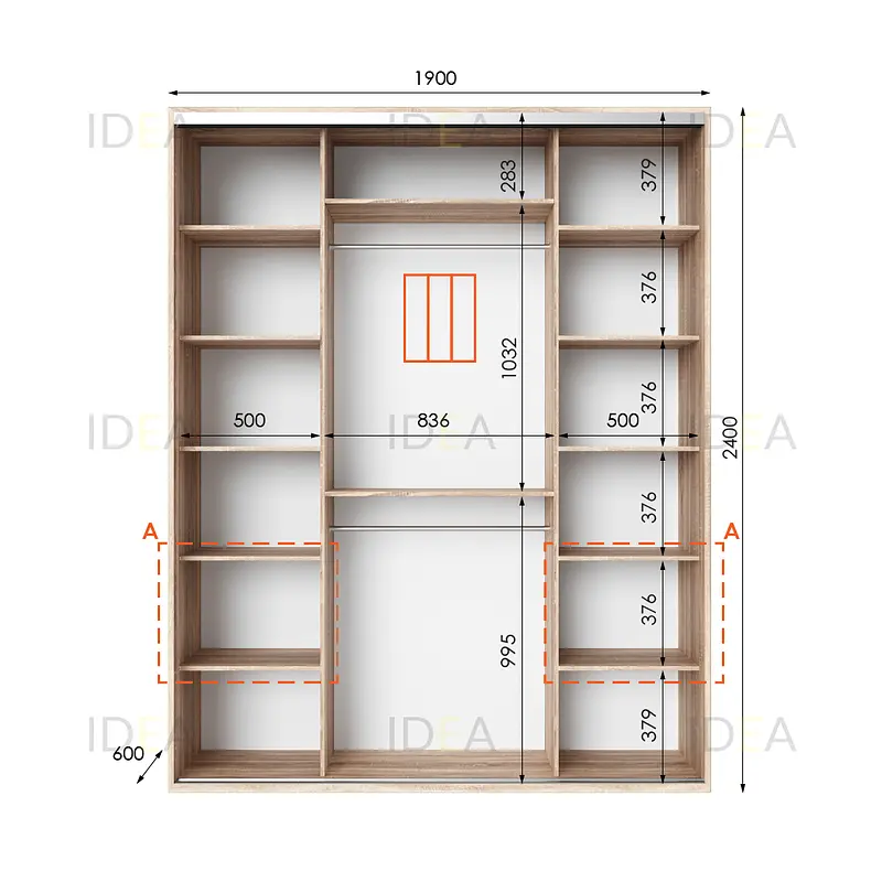 Шафа-купе Idea серія 3 190 x 60 x 240 см Дуб сонома - фото 2