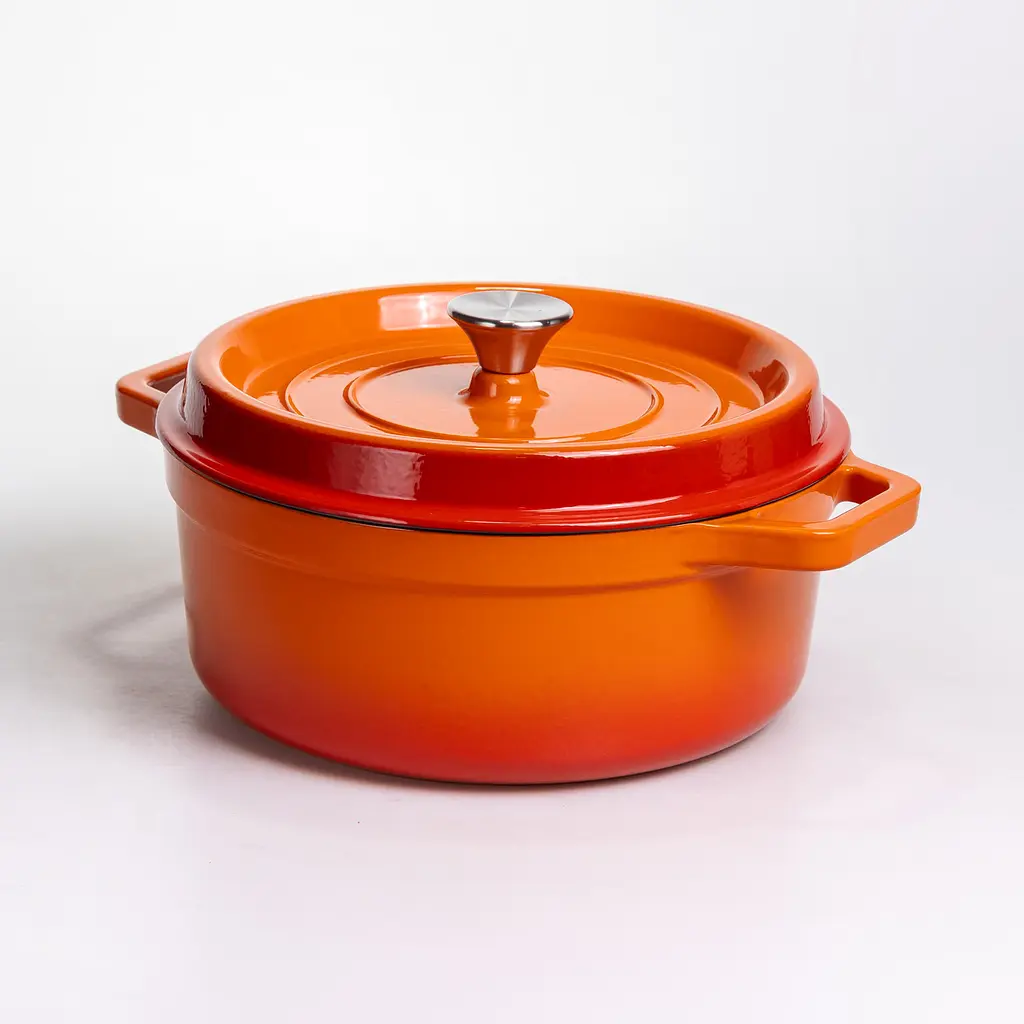Кокотниця чавунна емальована 5,5 л, помаранчевий Yongkang HP-FLG-5 ORANGE - фото 6