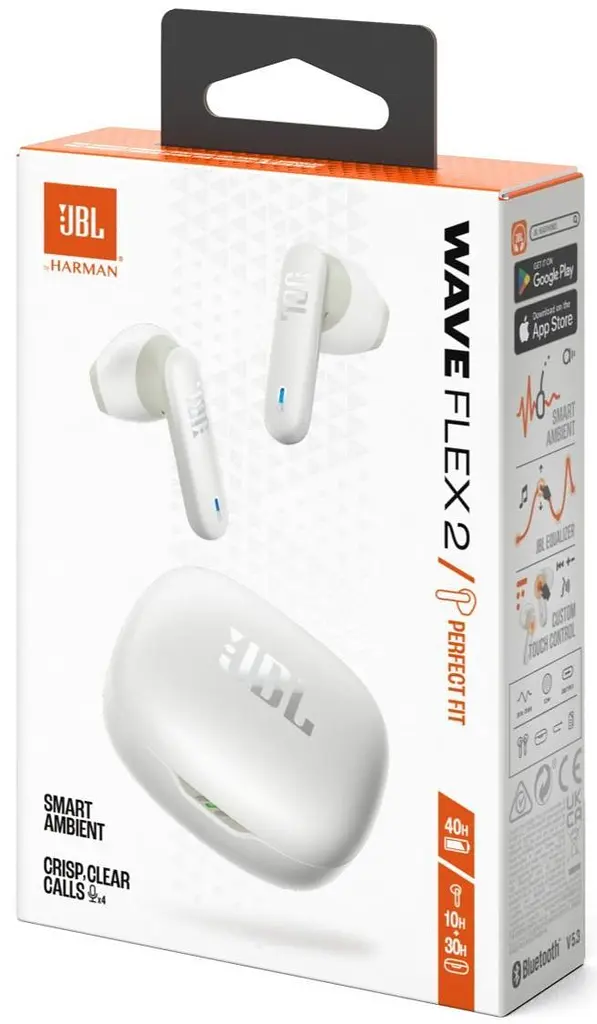 Наушники беспроводные стереогарнитура в кейсе JBL Wave Flex 2 (JBLWFLEX2WHT) белые - фото 4