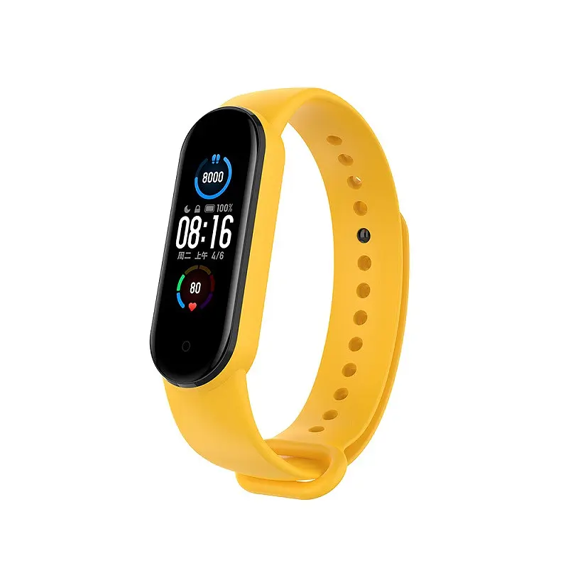 Ремешок для фитнес-браслета Lemfo для Xiaomi Mi Band 5, 6, 7 желтый - фото 6