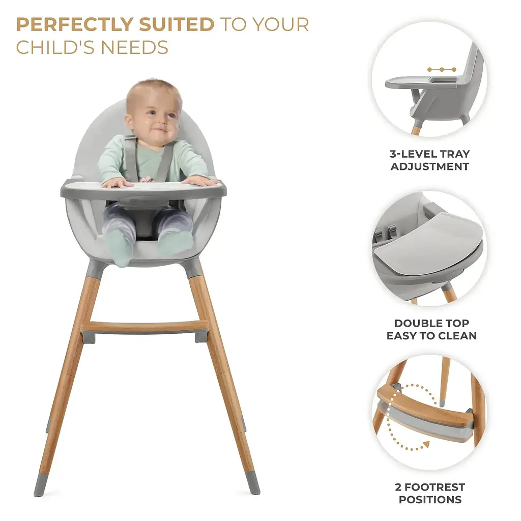 Стільчик для годування 2 в 1 Kinderkraft Fini 2 Grey (KHFINI02GRY0000) - фото 3