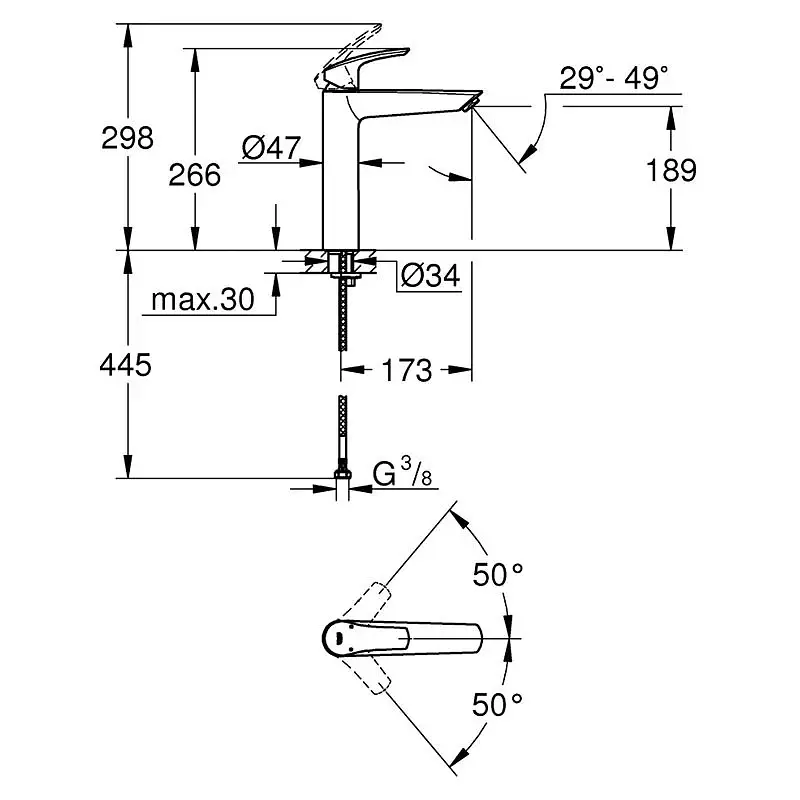 Змішувач для раковини Grohe EuroSmart XL-size на стільницю Хром (GROHE/23971003) 30412 - фото 4