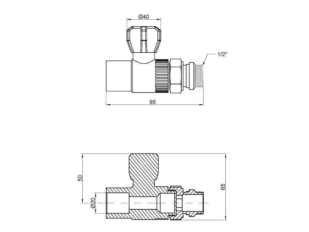 Кран PPR радіат. Прямий Thermo Alliance 1/2" 20мм 20х1/2"З для радіаторів (DSW428) - фото 2