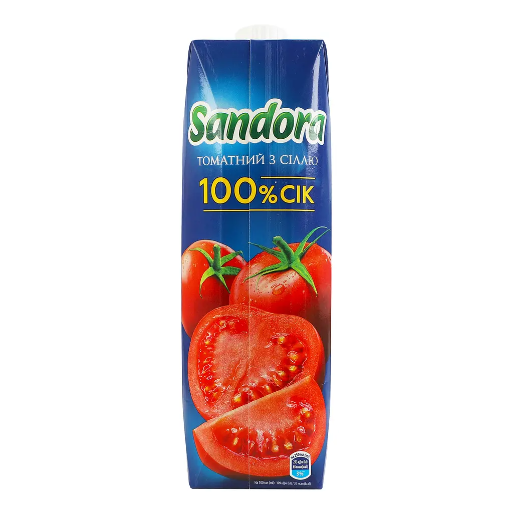 Томатний сік Sandora з сіллю відновлений стерилізований 0.95 л - фото 3